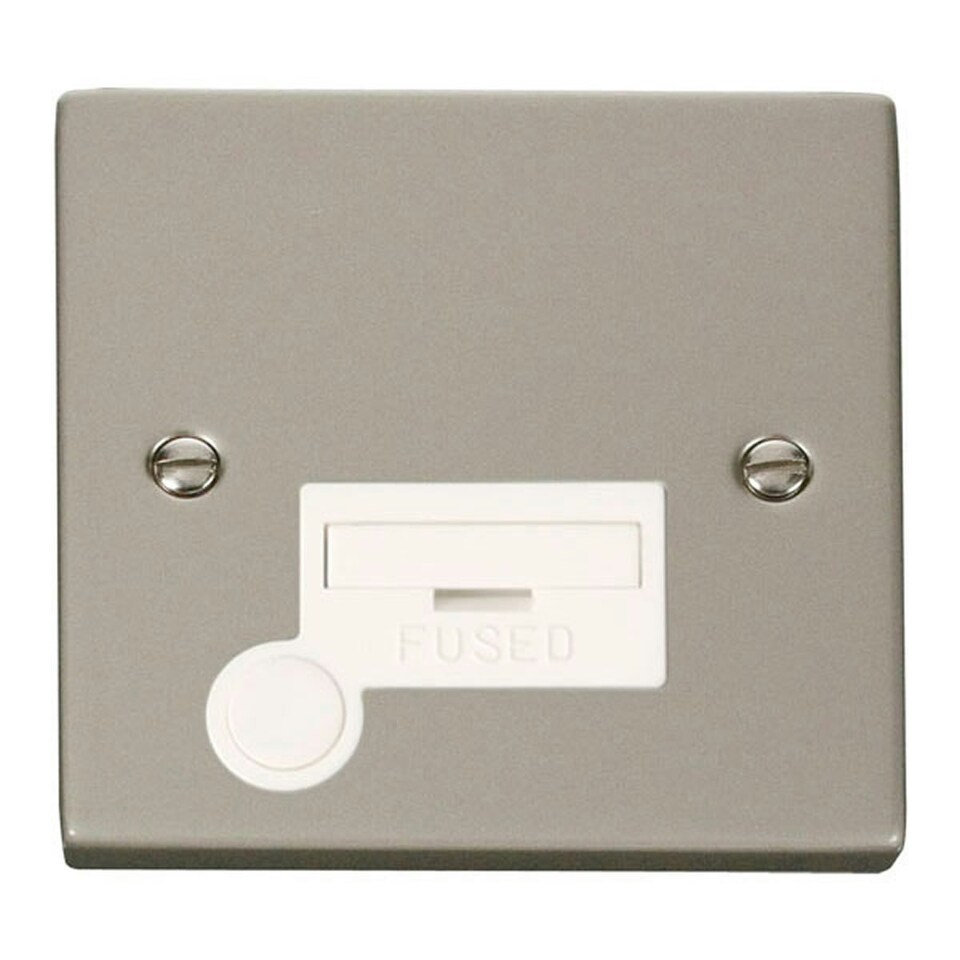 SE HOME Pearl Nickel 13A Fused Connection Unit With Flex White | Pearl Nickel