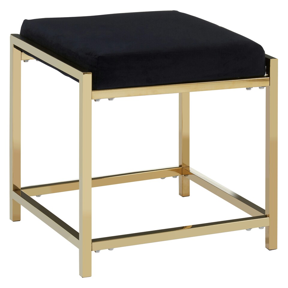 image 1 of Allure Black Velvet And Gold Finish Stool Black