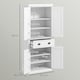 image 3 of HOMCOM Kitchen Storage Cabinet with Drawers, Cupboards and Shelves, White