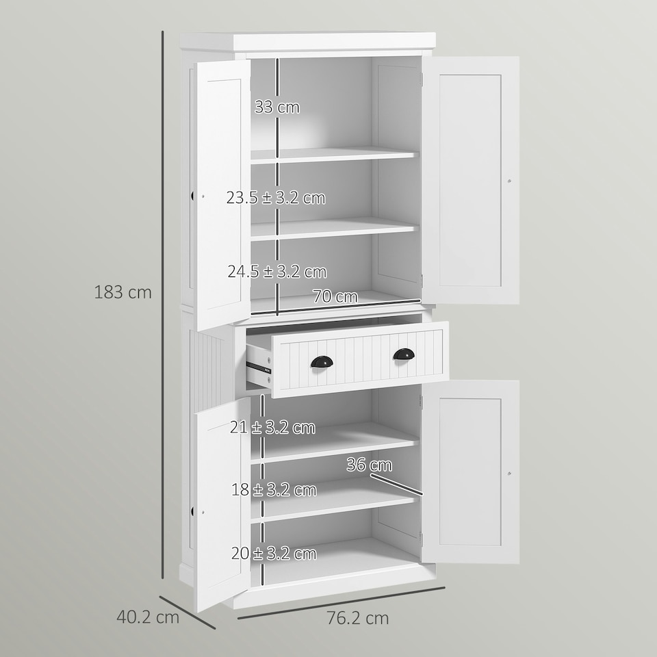 image 1 of HOMCOM Kitchen Storage Cabinet with Drawers, Cupboards and Shelves, White