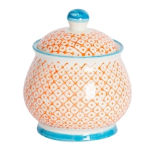 Nicola Spring Hand-Printed Sugar Bowl - 10cm - Orange Multi