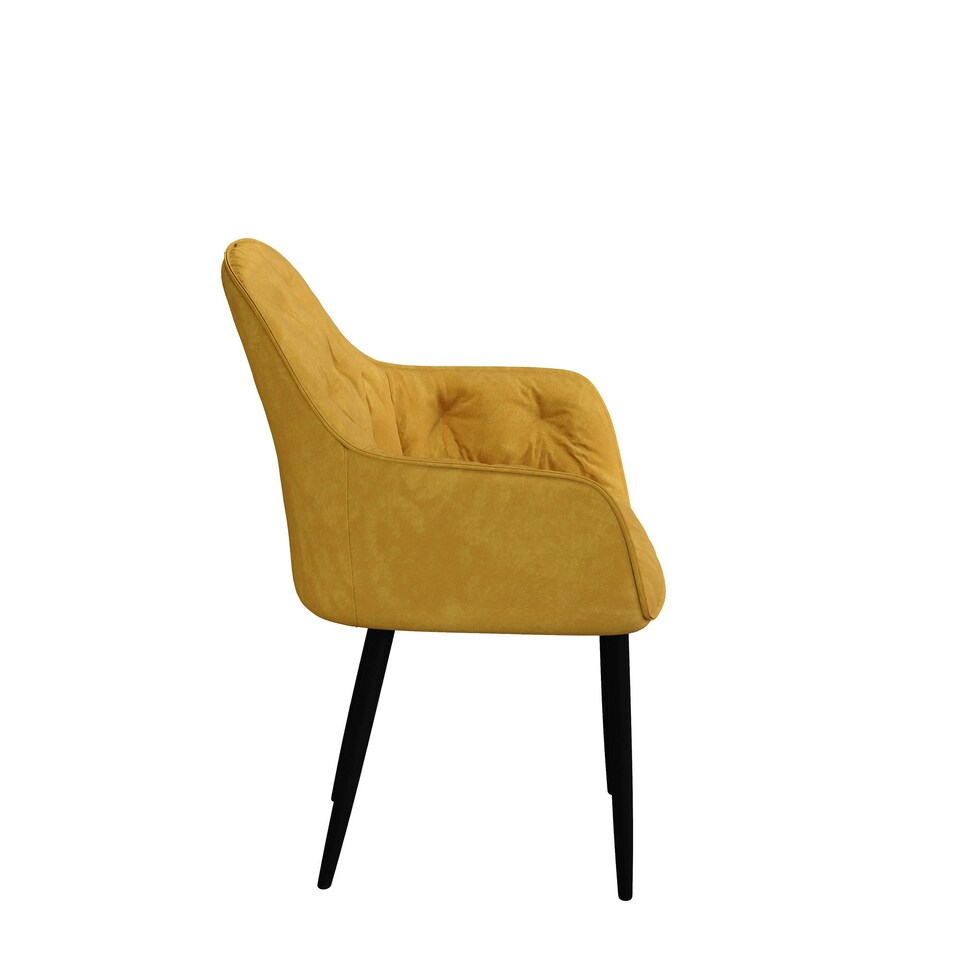 image 1 of Set Of 4 Anika Modern Velvet Dining Chair Padded Seat Metal Legs (Mustard)