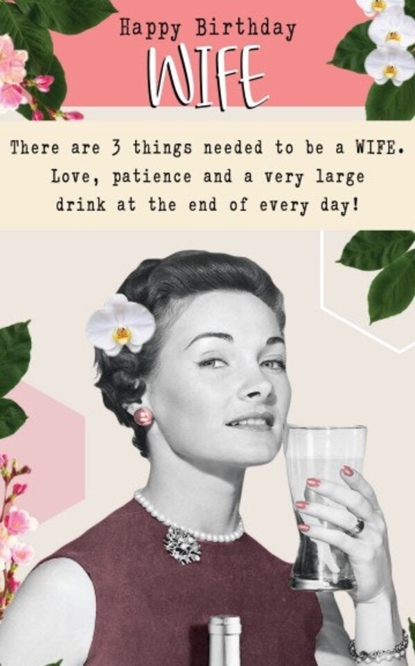 3 Things Needed To Be A Wife - Birthday Card For Wife