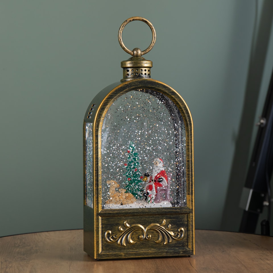 image 1 of 24cm Battery Operated Light up Santa and Christmas Tree Water Spinner with LEDs