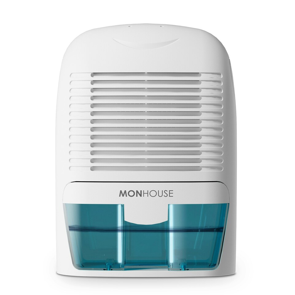 image 1 of MONHOUSE Dehumidifier 1500ml Portable, Compact & Quiet Moisture Absorber - Mini Air Dehumidifier for Home, Bedroom Damp - Electric Mould Remover - White/Blue