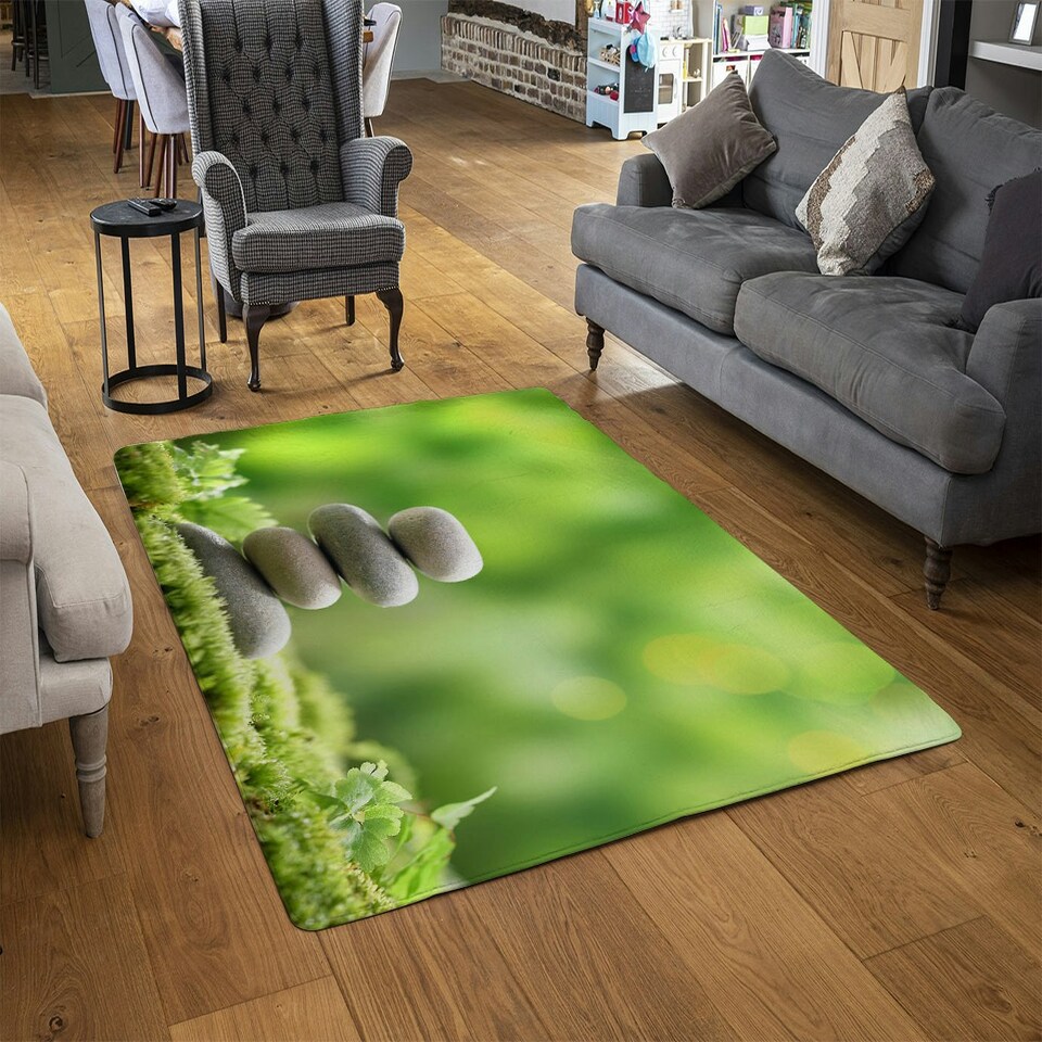 image 1 of Rock Garden Stones (Rug) Green | L