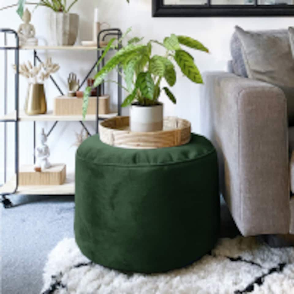 image 1 of rucomfy Velvet Pouffe - Indoor Bean Bag Footstool