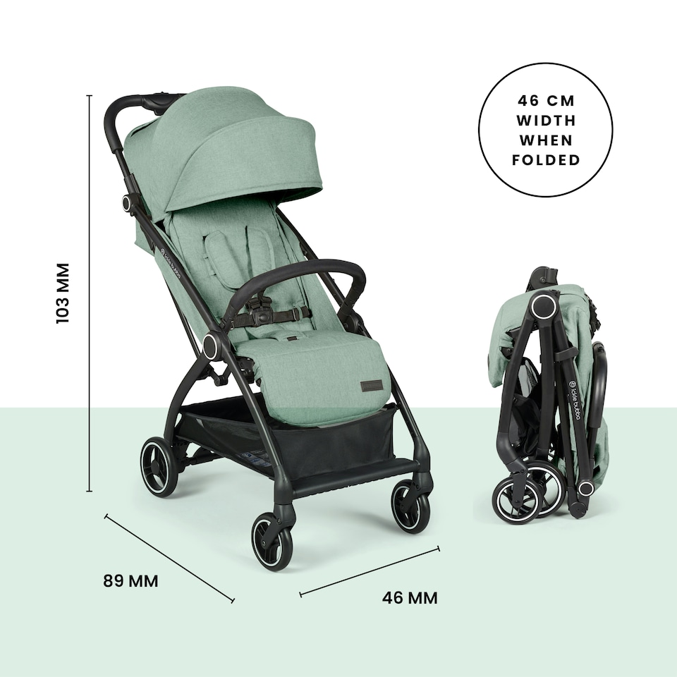 image 1 of Aries Autofold Stroller - Feather-Light Design, Multi-Position Recline, Handy Auto-Fold, Birth to 22kg, UPF 50+ Hood & Raincover (Sage Green)