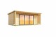 image 2 of Liverpool 3-Log Cabin, Wooden Garden Room, Timber Summerhouse, Home Office - L580 x W430 x H239.4 cm Brown