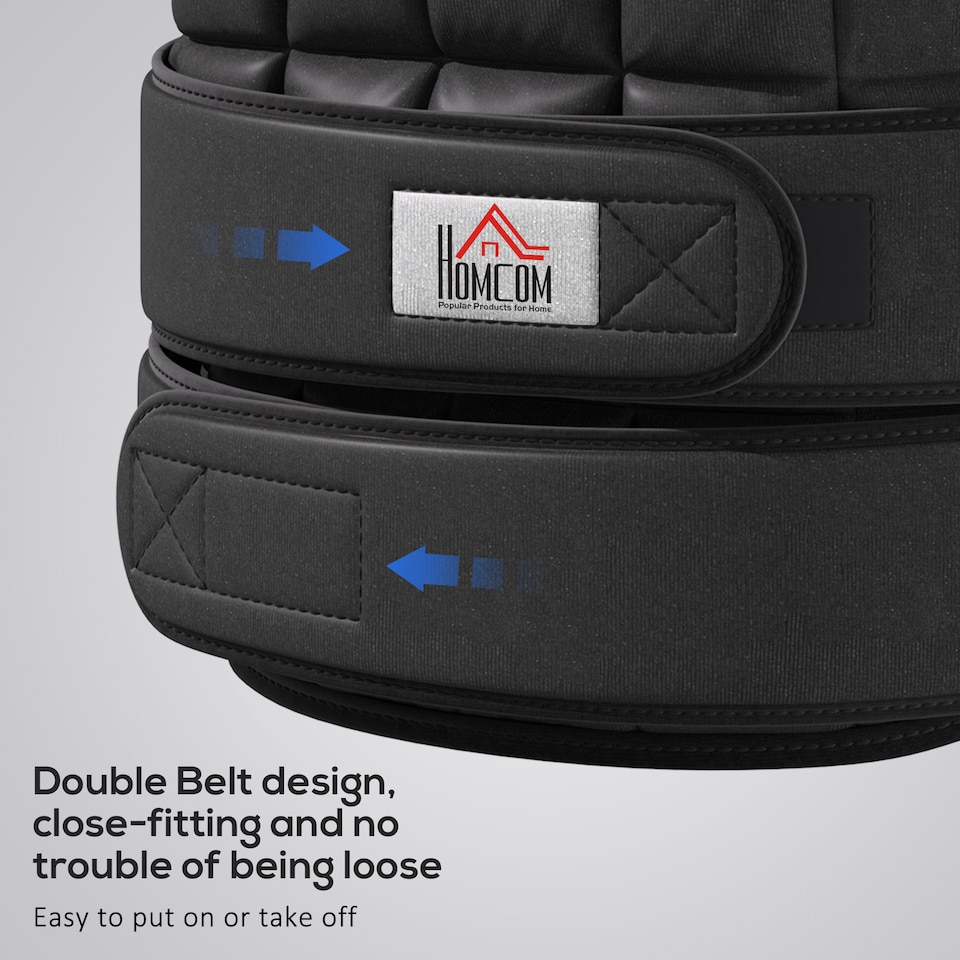 image 1 of HOMCOM 10KGS Adjustable Weight Vest Running Gym Training Weight Loss, Black | Black | Black