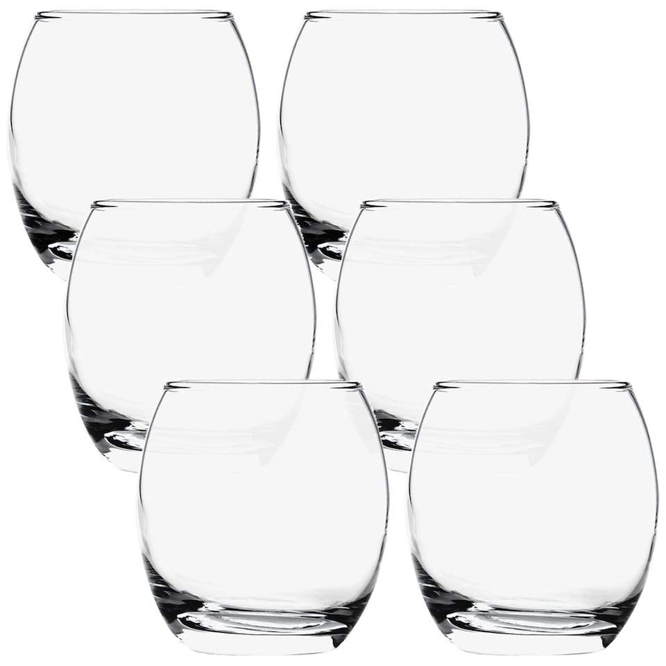 image 1 of 6 Pcs Whiskey Tumbler Glasses Set Drinking Scotch Whisky Glass Rolled Rims 405ml