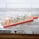 image 2 of 5Pc Decorative Christmas Serving Set Bamboo Tray Festive Glass Serving Bowl Gift