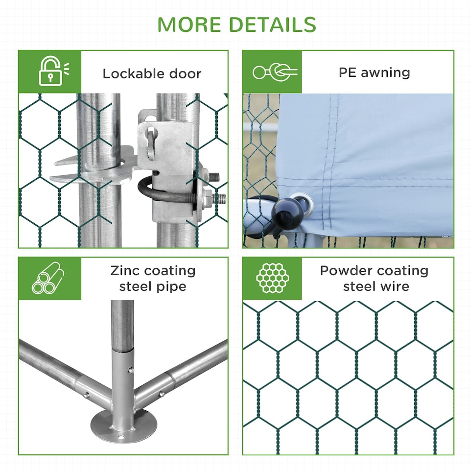 image 1 of PawHut Walk In Chicken Run Large Galvanized Chicken Coop w/ Cover 3 x 2 x 2m