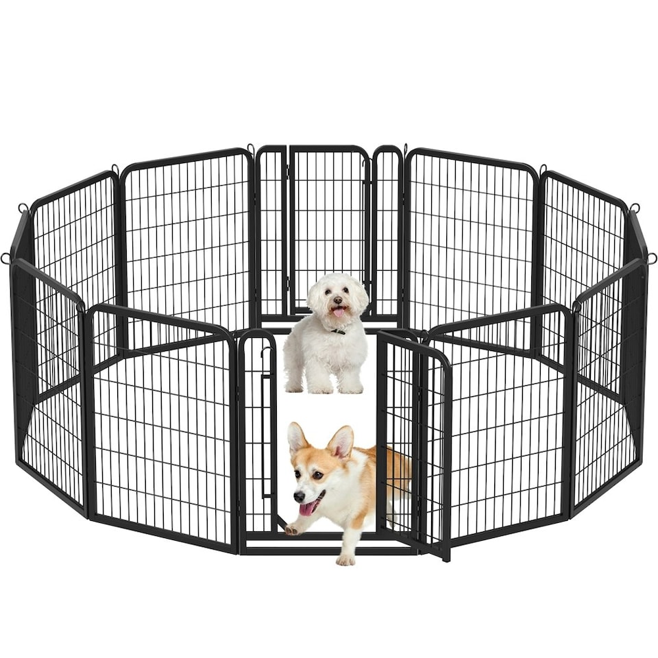 image 1 of Yaheetech 12-Panel Metal Dog Playpen, 65 × 80 cm Black