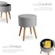 image 3 of Stool Yara - round, padded, with storage space, linen look | Grey | light grey | 42,50 x 42,50 x 45,50 cm | 1