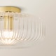 image 5 of ValueLights Calpe Large Ceiling Light Ribbed Smoked Shade | Gold