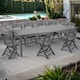 image 2 of Long Anthracite Garden Dining Table & Foldable Chairs Set Outdoor Furniture