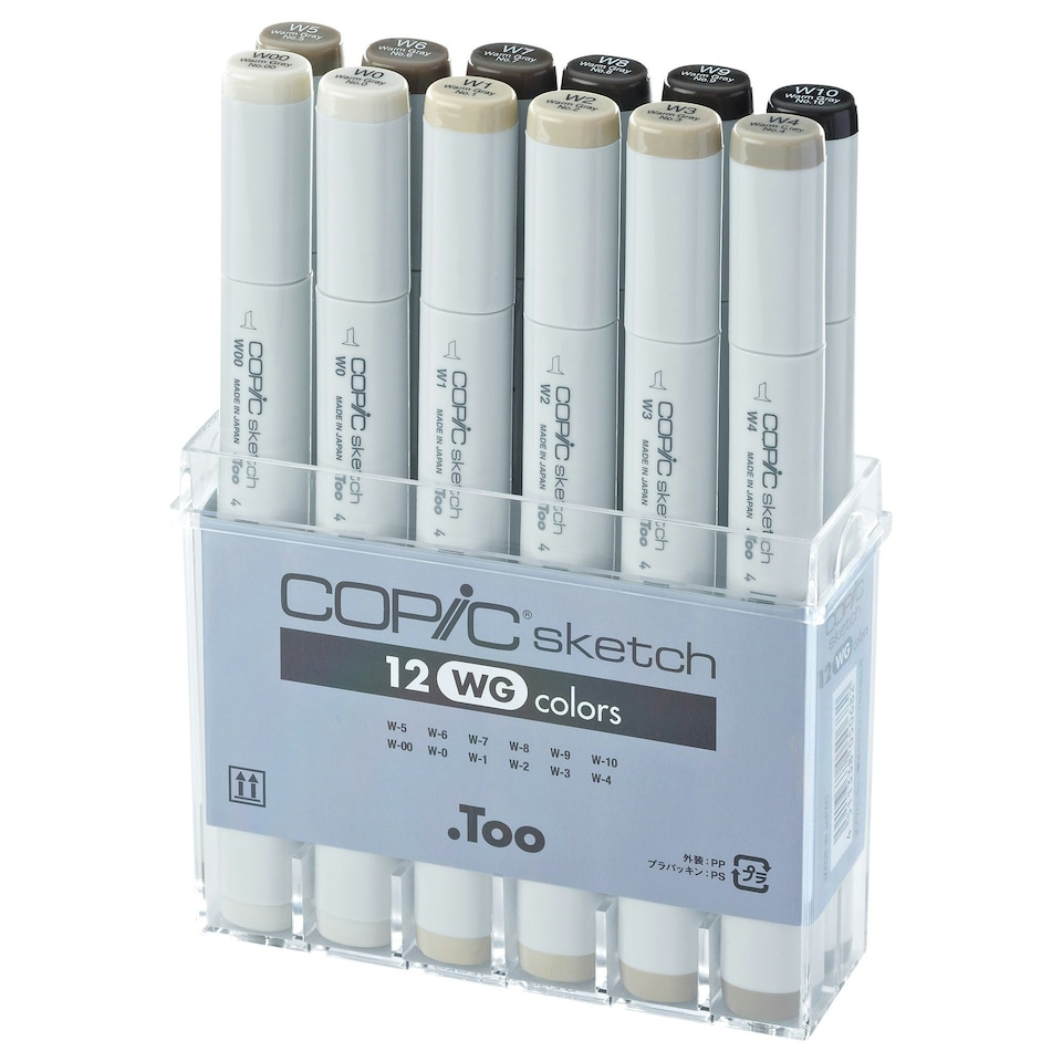 Copic Sketch Marker, Gray, Set of 12