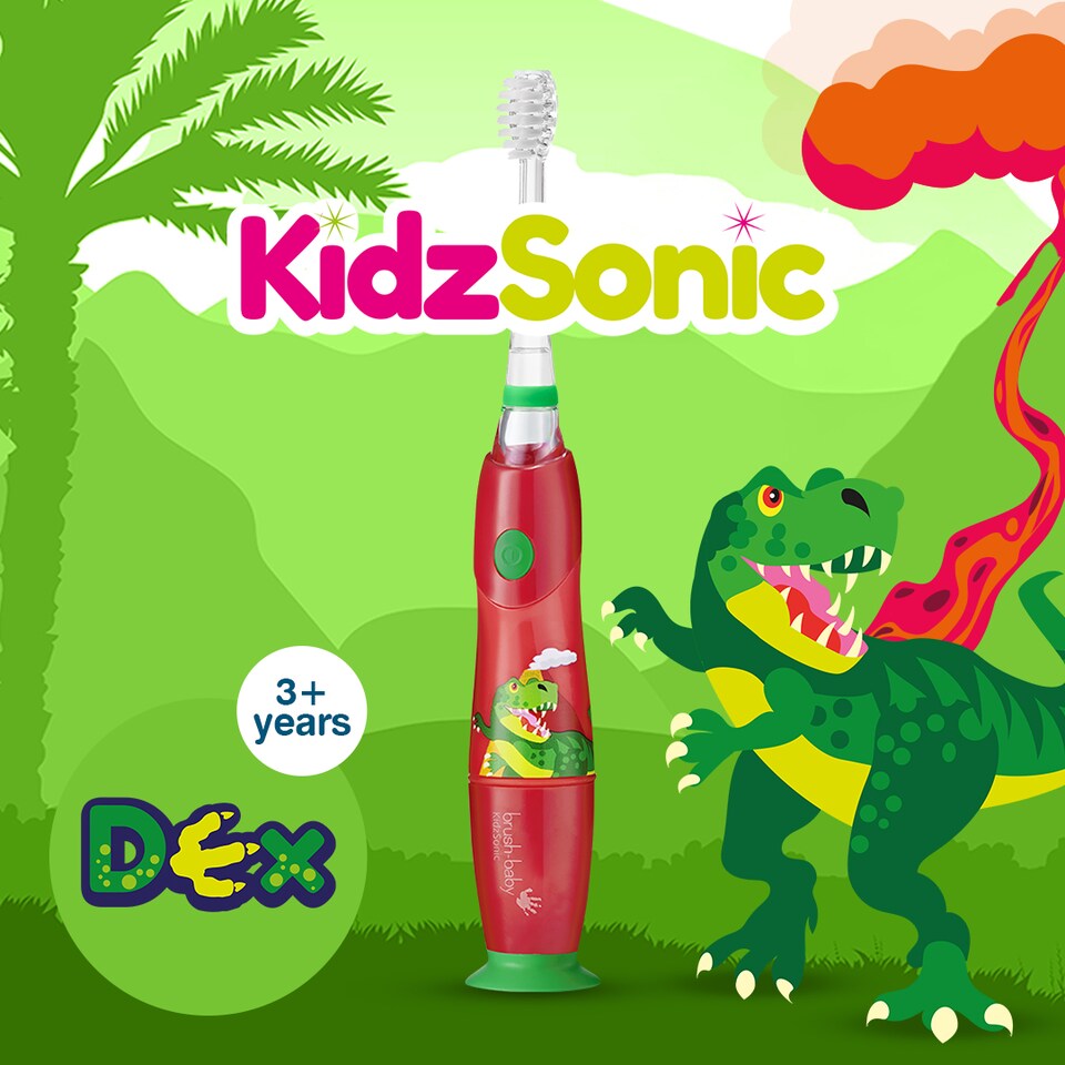 image 1 of Brush Baby Dinosaur KidzSonic Kids Electric Toothbrush