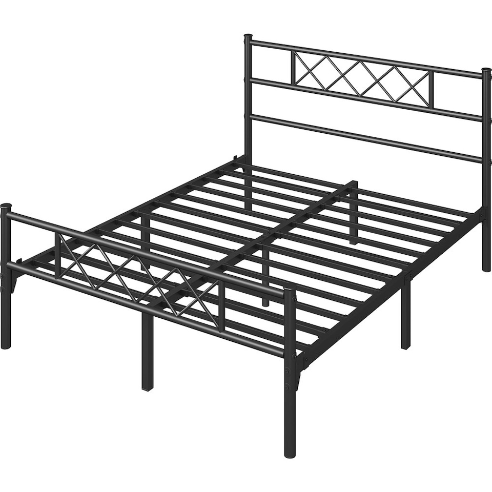 image 1 of Yaheetech 4ft6 Double Metal-Framed Bed Base with Storage Black