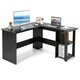 image 7 of COSTWAY L-Shaped Corner Computer Desk Writing Desk Workstation Black