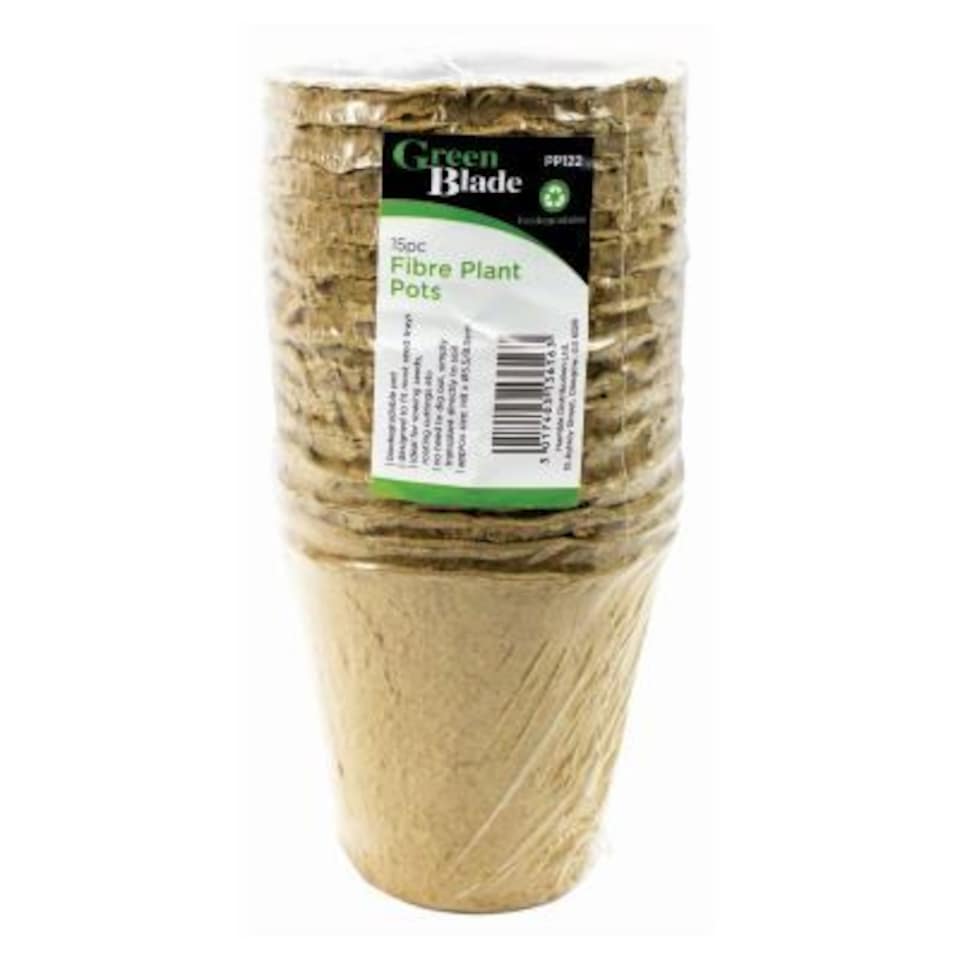 Green Blade Fibre Seed Pots - 8.5cm x 8cm - Brown - Pack of 15 | Brown | Brown