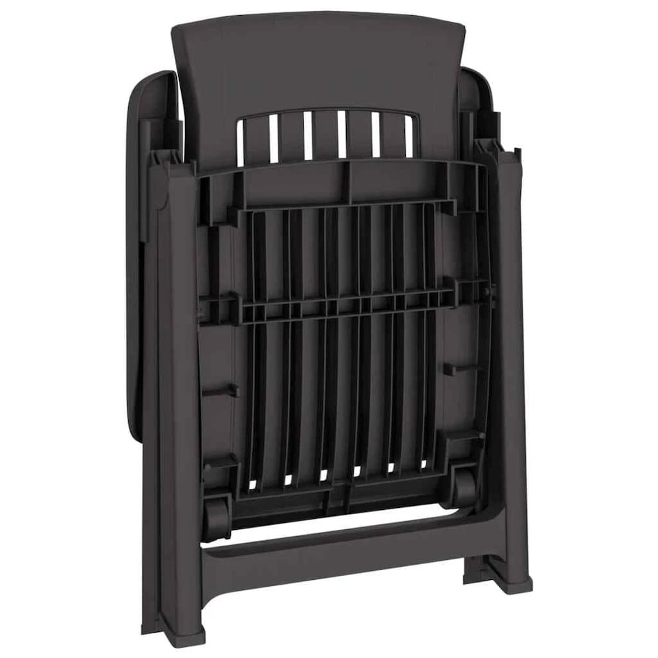 image 1 of Outdoor Foldable Plastic Garden Chair Patio Furniture With Adjustable Back | Black | Anthracite Two Set