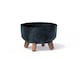 image 1 of 24cm Round Concrete Look Planter with Legs | Black | 1