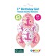 image 2 of 1st Birthday Pink Latex Balloons 33cm / 13 in - Pack of 6