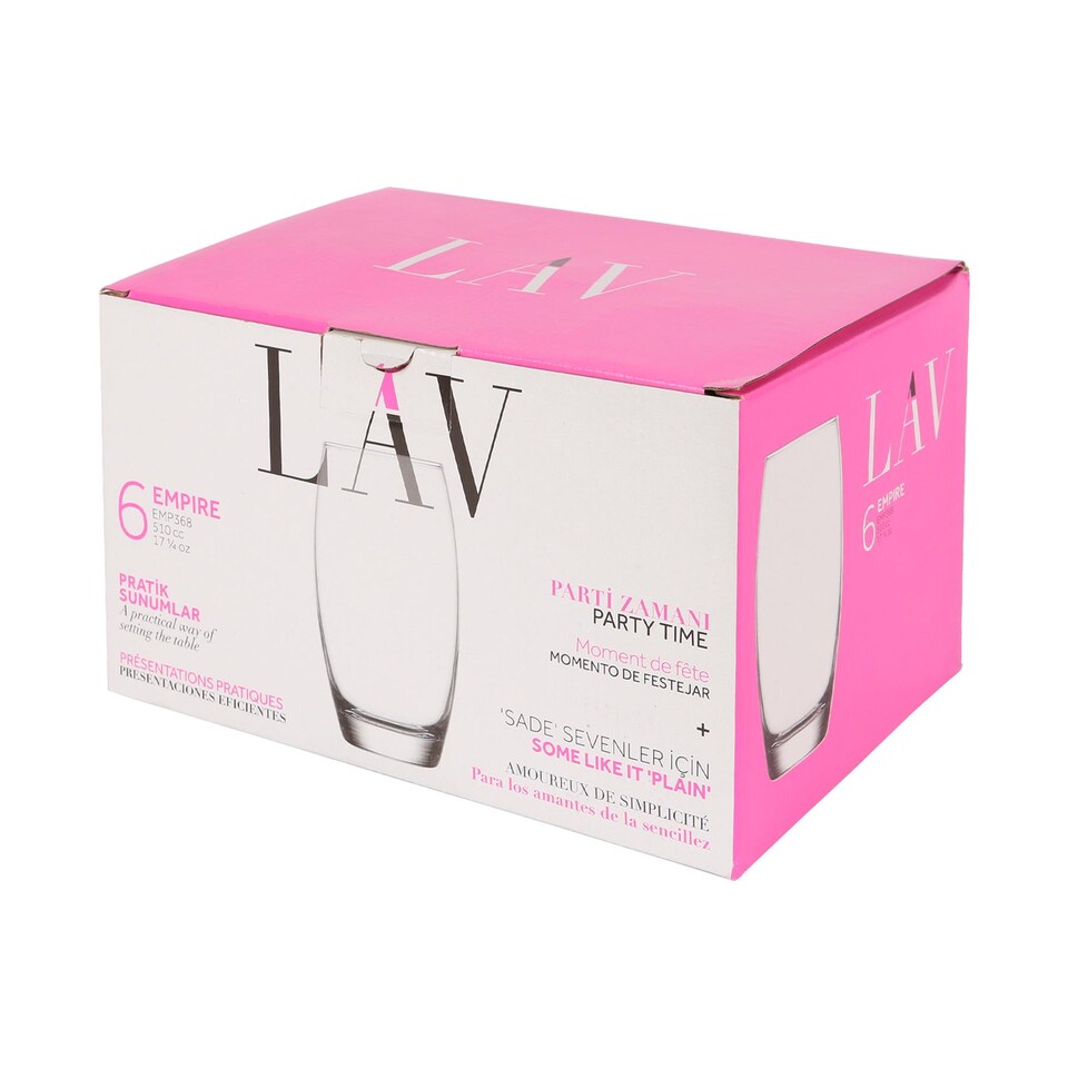 image 1 of LAV Empire Highball Glasses - 510ml - Clear - Pack of 6 | Clear | Transparent
