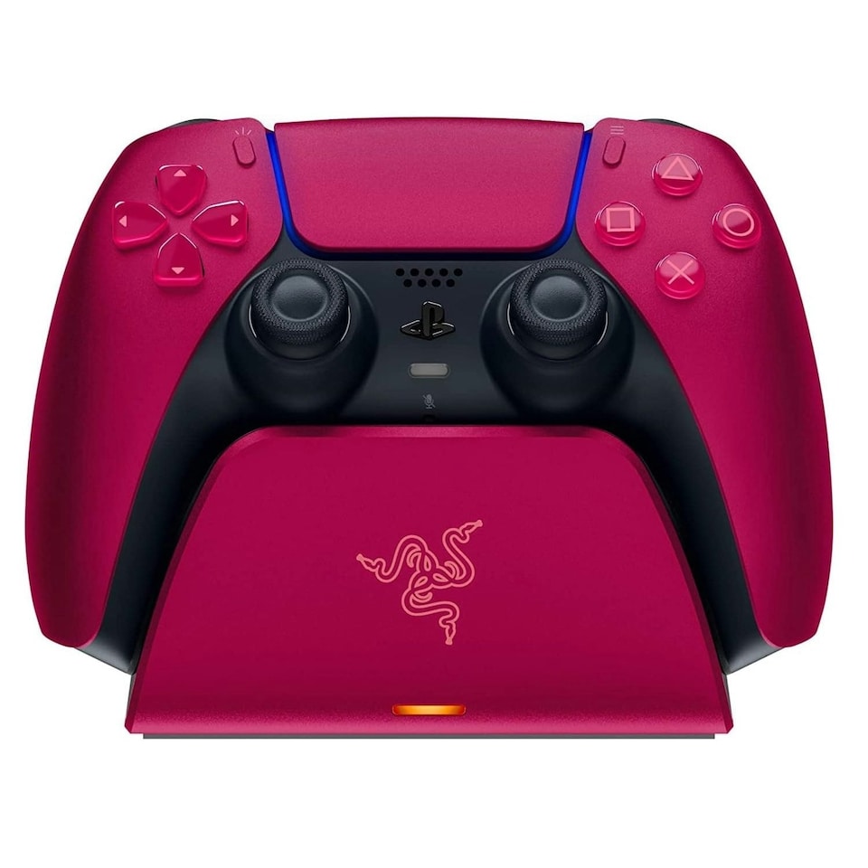 image 1 of Razer Quick Charging Stand for Ps5 Dualsense Wireless Controller Cosmic Red