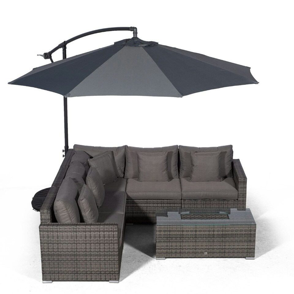 image 1 of Havana 5 Seat Rattan Corner Sofa Set with Drinks Cooler Coffee Table Grey | Grey