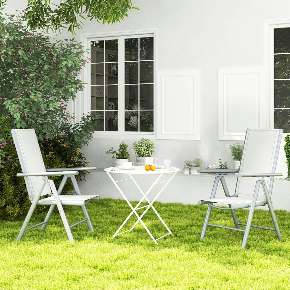 image 1 of Outsunny 2PCS Folding Chair w/ Breathable Mesh Back and Seat | Grey | Light Grey | One Size