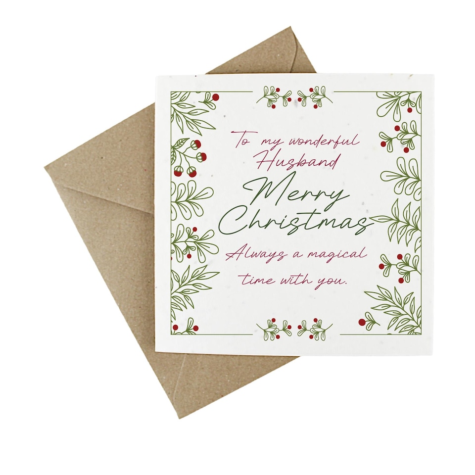image 1 of Festive Foliage - To My Husband - Plantable Wildflower Seed Christmas Card