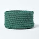 image 1 of Homescapes Forest Green Cotton Knitted Round Storage Basket - 37 x 21cm Green | M