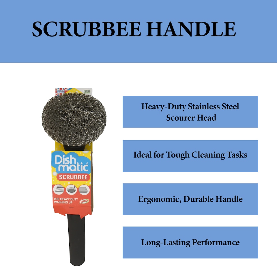 image 1 of Dishmatic Scrubbee Handle with 6 General Purpose Refills and I-Stand Fillable Washing Up Brush Set for Cleaning
