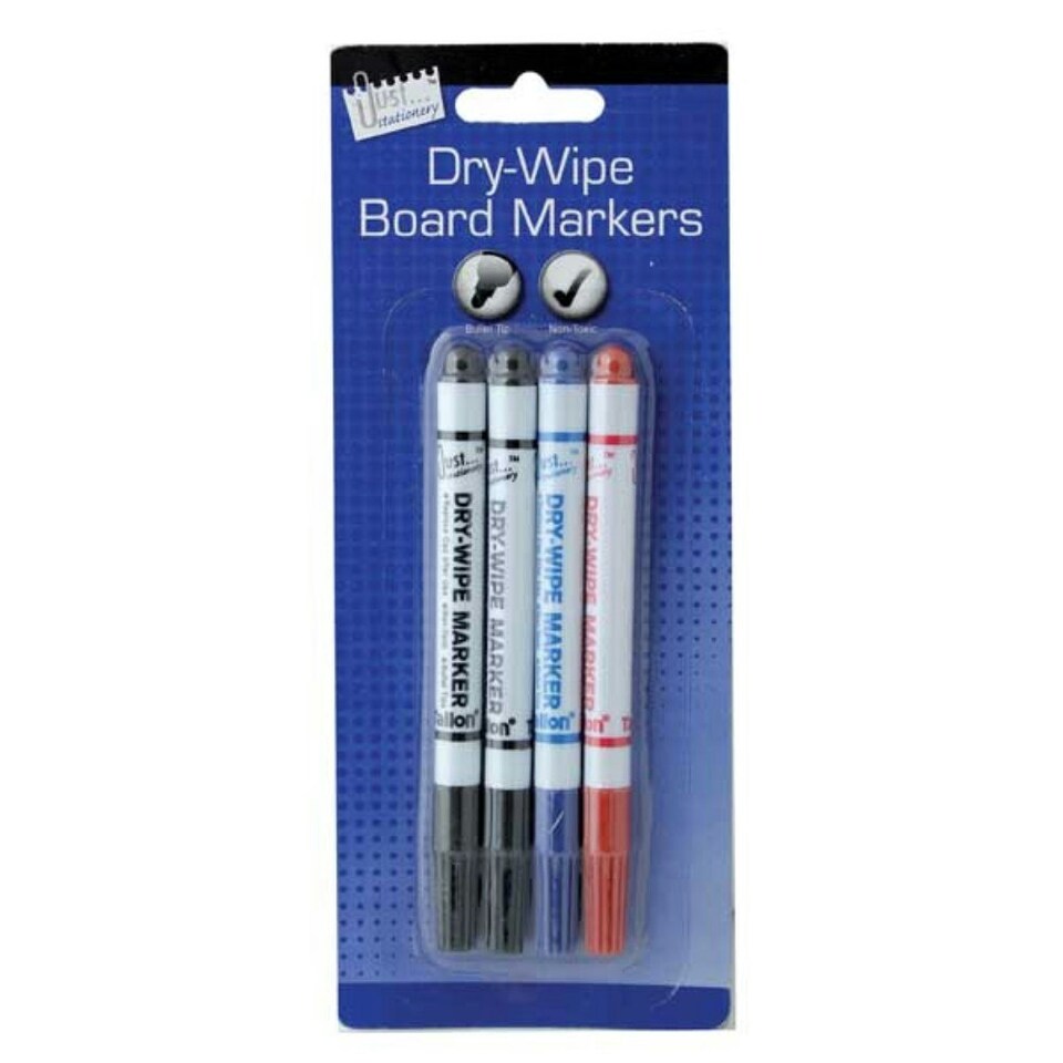 image 1 of Just Stationery Dry Wipe Marker - Assorted Colours (Set of 4)