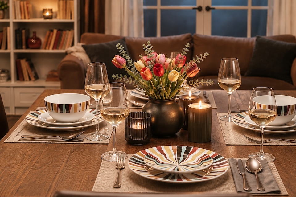 image 1 of Savannah Noir — 16 Piece Contemporary Porcelain Dinner Set