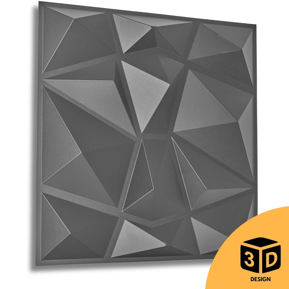 image 1 of NOVECRAFTO Decorative 3D Wall Panels (50cm x 50cm) Diamond Design PVC Cladding Panel