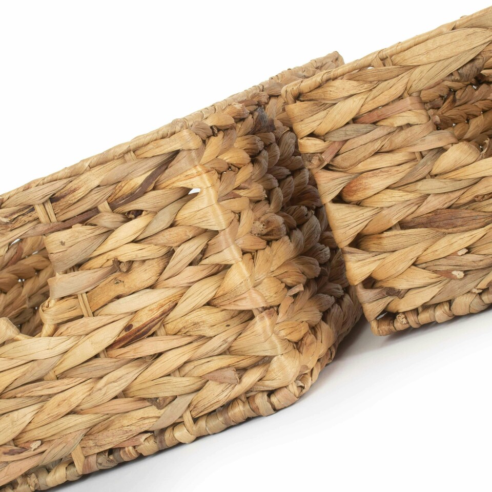 image 1 of Set of 2 Shallow Water Hyacinth Storage Basket Brown