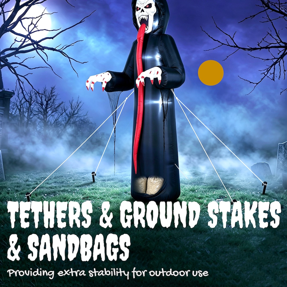 image 1 of Outsunny 10 FT Halloween Inflatable Skeleton with Built-in LED Lights