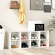 image 3 of COSTWAY 8 Grid Shoe Bench 2 in 1 Shoe Organizer Storage White White