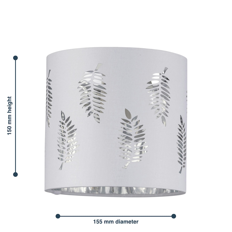 image 1 of Fern - White Cut Out 15.5cm Table Lamp Shade White | Silver