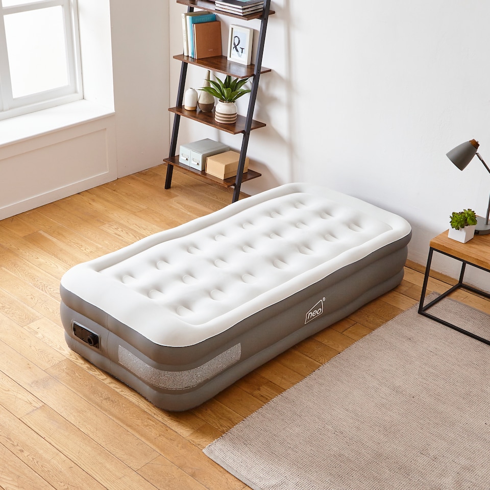 image 1 of Neo Inflatable Air Bed with Built-in Electric Pump | White | Single