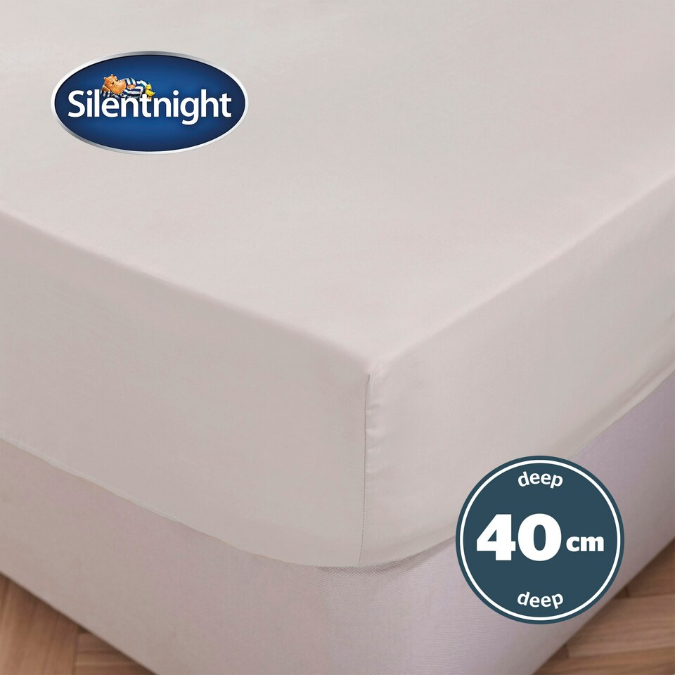 image 1 of Silentnight Pure Cotton Fitted Sheet, Extra Deep, 40 cm, Cream, Super King