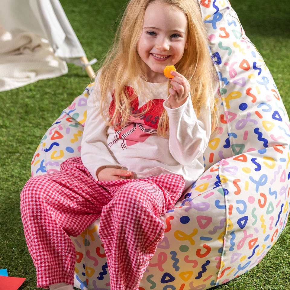 image 1 of icon Kids Highback Beanbag Confetti Print Multi Coloured