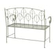 image 7 of Charles Bentley Rustic Metal Garden Bench - Leaf Design | Green | Green