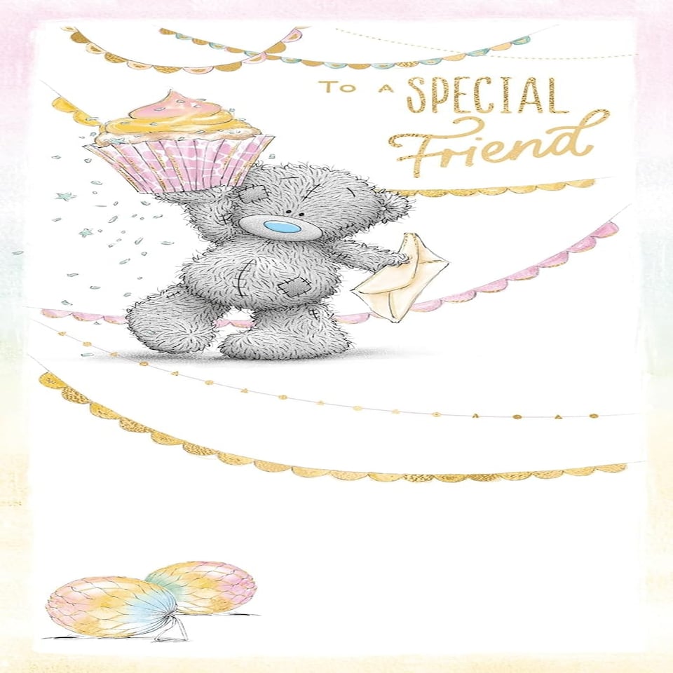 image 1 of Bear With Cup Cake Special Friend Birthday Card