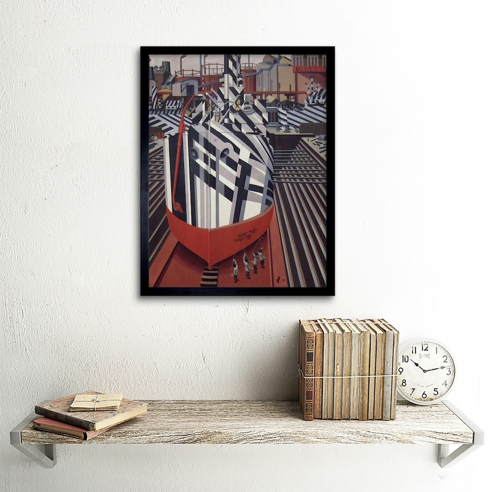 image 1 of Wadsworth Dazzle-Ships Liverpool Drydock 12x16" Framed Wall Art Print
