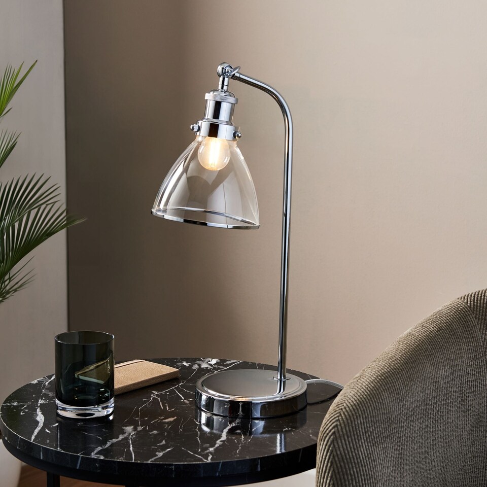 image 1 of Brunswick Polished Nickel & Glass Desk Table Lamp